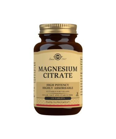 Solgar Magnesium Citrate, 120 Tablets - Promotes Healthy Bones - Supports Nerve & Muscle Function - Non GMO, Vegan, Gluten Free, Dairy Free, Kosher - 60 Servings