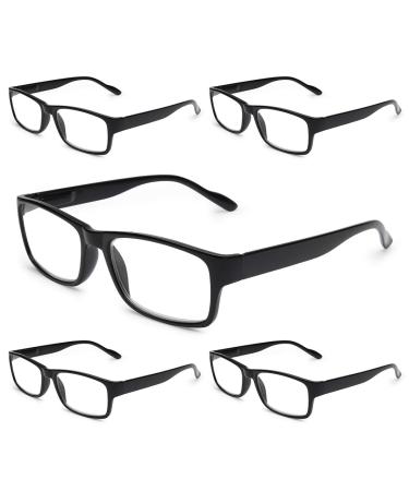Gaoye 5-Pack Reading Glasses Blue Light Blocking Spring Hinge Readers for Women Men Anti Glare Filter Lightweight Eyeglasses Black 3.5 x