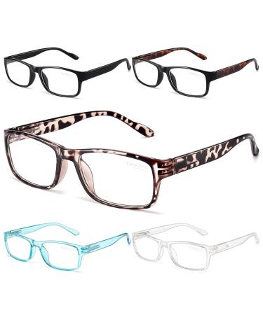 Gaoye 5-Pack Reading Glasses Blue Light Blocking Spring Hinge Readers for Women Men Anti Glare Filter Lightweight Eyeglasses A1-5 Pack Mix Color 2.5 x