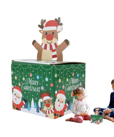 Christmas Cash Pull Box - Paper Christmas Cash Dispenser Box Holiday Candy Holder Package Box with 30 Storage Bags Green