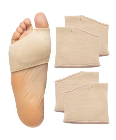 ZenToes Metatarsal Pads for Men and Women - Ball of Foot Pain Relief Cushions for Sesamoiditis  Metatarsalgia  Morton's Neuroma - 2 Pairs Fabric Sleeves with Gel Inserts (Medium  Beige) Beige Medium
